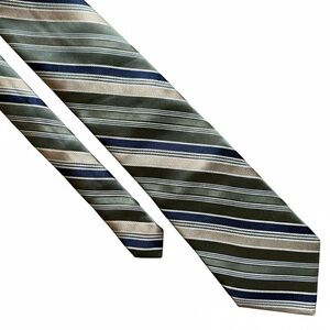 Club Room Green Blue Tan Striped 100% Silk Men’s Neck Tie 58.5x3.5 Traditional